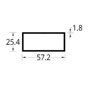 TUBULAR (2 1/4 X 1)”  (57.1 X 25.4) mm. ESPESOR 1.8 mm.