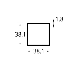 TUBULAR (1 1/2 X 1 1/2)” (38.1  X  38.1) mm. ESPESOR 1.8 mm.