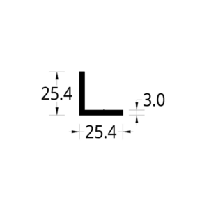 ANGULO ALUMINIO (1 X 1 X 1/8)”  (25.4 X 25.4) mm. ESPESOR 3 mm.