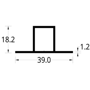 TUBULAR CON DOBLE ALETA (5/8 X 3/4)”  (39 X 18.2) mm. ESPESOR 1.2 mm.