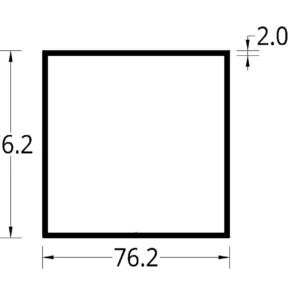 TUBULAR (3 X 3)”  (76.2 X 76.2) mm. ESPESOR 2.0 mm.