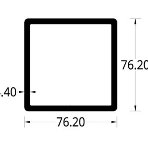 TUBULAR CON ARISTAS REDONDEADAS (3 X 3)”  (76.2 X 76.2) mm. ESPESOR 4.4mm.