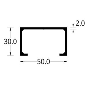 CANAL DE ALUMINIO (1 61/32 X 17)”  (50 X 30) mm.