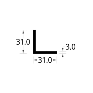 ANGULO ALUMINIO (1 1/4  X  1 1/4 X 1/8)”  (31 X 31) mm. ESPESOR  3 mm.