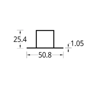 TUBULAR CON DOBLE ALETA (1 X 1)”  (50.8 X 25.4) mm. ESPESOR 1.05 mm.