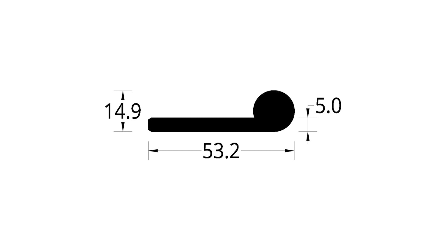 BISAGRA SOLIDA EN ALUMINIO (53.2 X 14.9) mm.