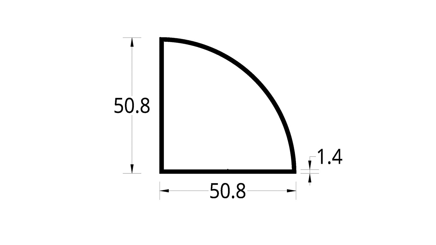 CUARTO DE CIRCULO DIVISION DE OFICINA (50.8) mm.