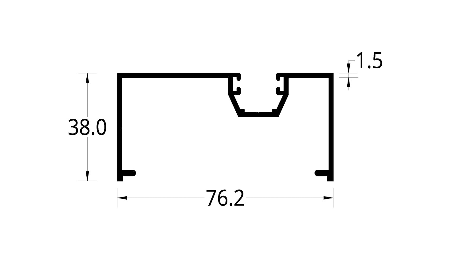 VERTICAL DESCENTRADO S201/7638/3 X 1½ (76.2 X 38) mm. ESPESOR 1.5 mm.