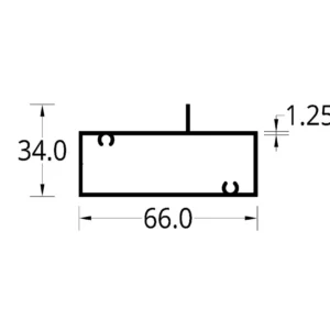TUBULAR CON ALETA DESCENTRADA (2 5/8  X 15/16)” (66 X 34) mm. ESPESOR 1.25 mm.