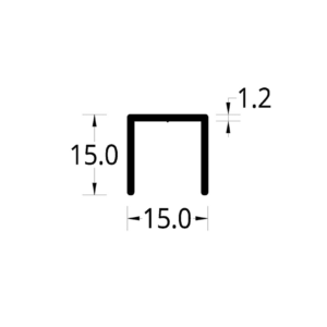 PISAVIDRIO EN “U” (15 X 15) mm.
