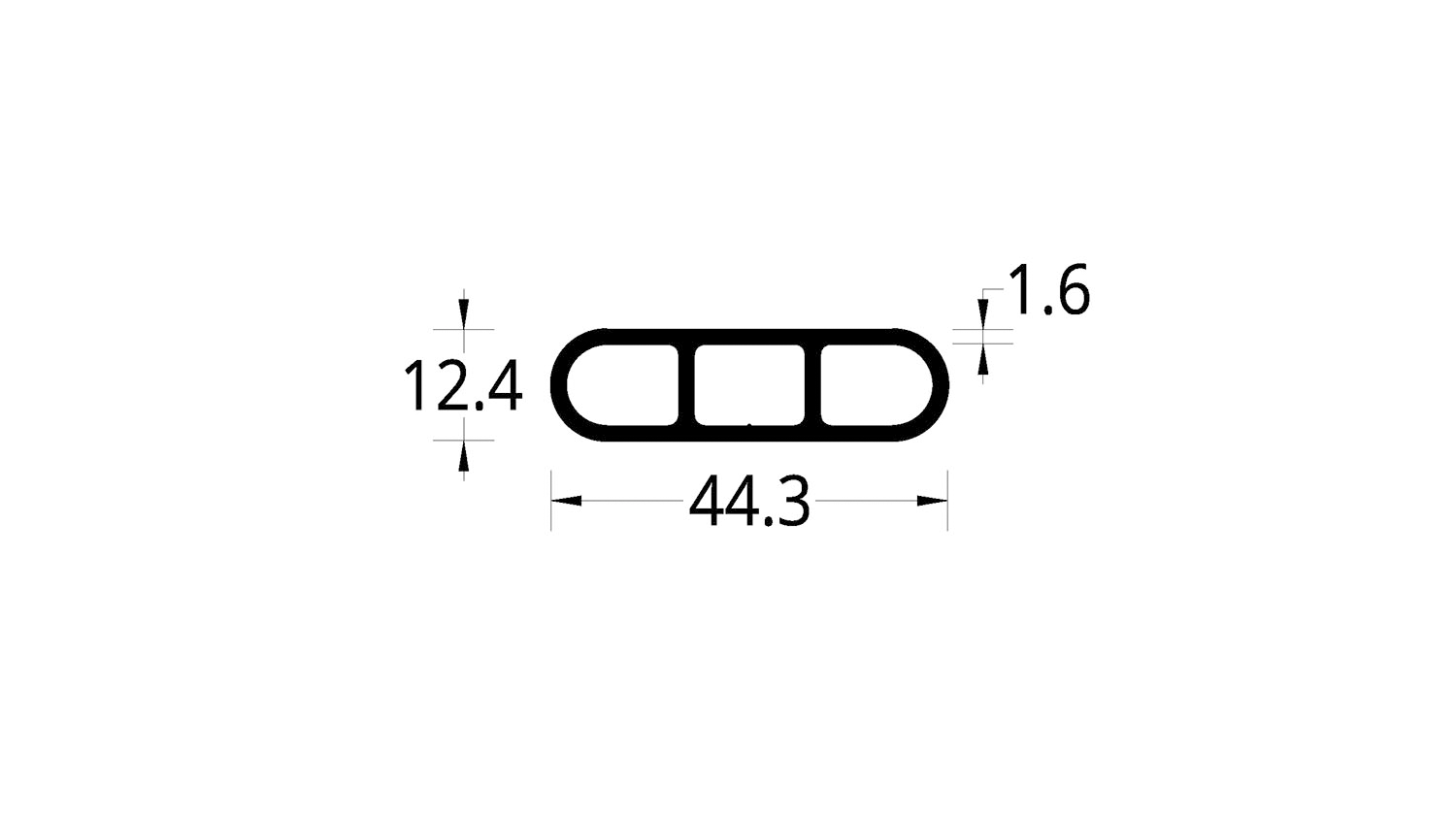 TUBULAR PARA MUEBLES DE ALUMINIO (44.3 X 12.4) mm.