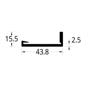 PERIMETRAL TAPA PARA MESA DE ALUMINIO (43.8 X 15.5) mm.