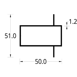 TUBULAR CON DOBLE ALETA SUPER CORRIDA (2 X 1)” (50 X 51) mm. ESPESOR 1.2 mm.
