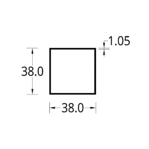 TUBULAR (1 1/2 X 1 1/2)” (38 X 38) mm. ESPESOR 1.05 mm.