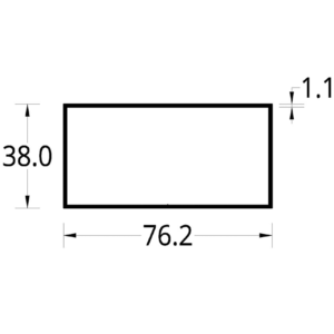 TUBULAR (3 X 1 1/2)” (76.2 X 38) mm. ESPESOR 1.1 mm.