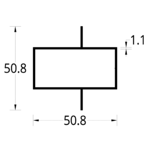 TUBULAR CON DOBLE ALETA DESCENTRADA (2 X 1)” (50.8 x 50.8) mm. ESPESOR 1.1