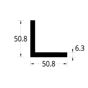 ANGULO ALUMINIO (2 X 2 X 1/4)”  (50.8 X 50.8)mm. ESPESOR 6.3 mm.