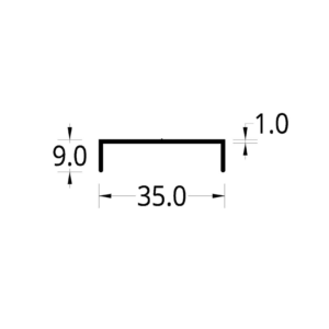 CANAL DE ALUMINIO (1 3/8 X 5/14)”  (35 X 9) mm.