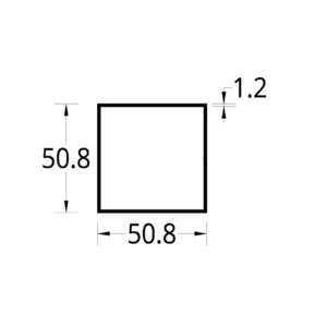 TUBULAR (2 X 2)”  (50.8 X 50.8) mm. ESPESOR 1.2 mm.