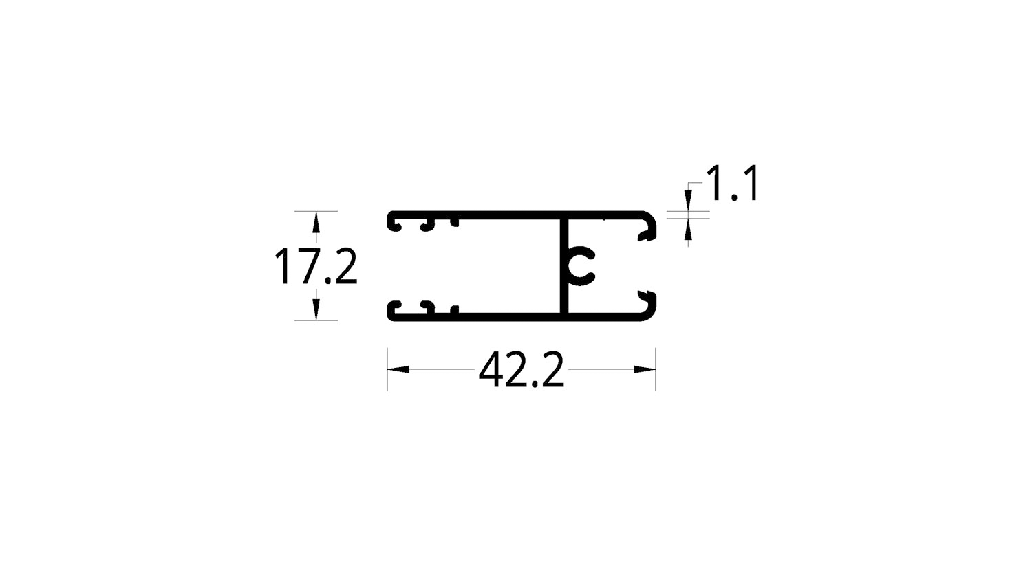 HORIZONTAL INFERIOR ASTRAL 1.7/1.8/2.0 (42.2 X 17.2) mm.