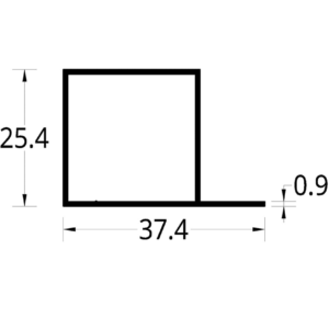 TUBULAR CON ALETA (1 X 1)”  (25.4 X 25.4) mm. ESPESOR 0.9 mm.