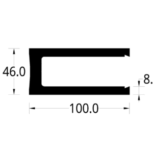 “U” ZOCALO PARA VIDRIO DE SEGURIDAD (100 X 16) mm.
