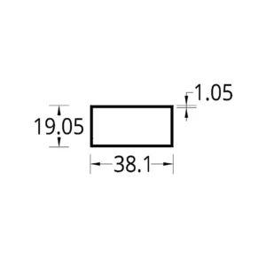 TUBULAR (1 1/2 X 3/4)”  (38.1 X 19.05) mm. ESPESOR 1.05 MM
