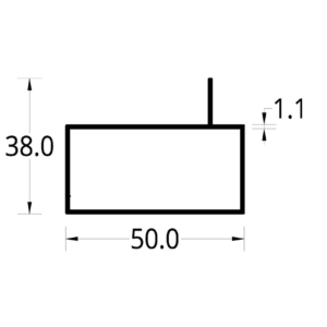 TUBULAR CON ALETA SUPER CORRIDA  (2 X 1)”  (50.8 X 38) mm. ESPESOR 1.1 mm.