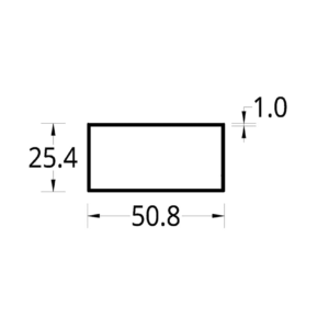 TUBULAR (2 X 1 )”  (50.8 X 25.4) mm. ESPESOR 1 mm.