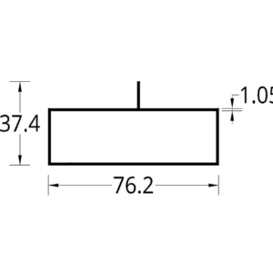 TUBULAR CON ALETA DESCENTRADA (3 X 1)”  (72.6 X 37.4) mm. ESPESOR 1.05 mm.