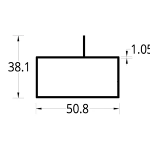 TUBULAR CON ALETA DESCENTRADA (2 X 1)”  (50.8 X 38.1) mm. ESPESOR 1.05 mm.