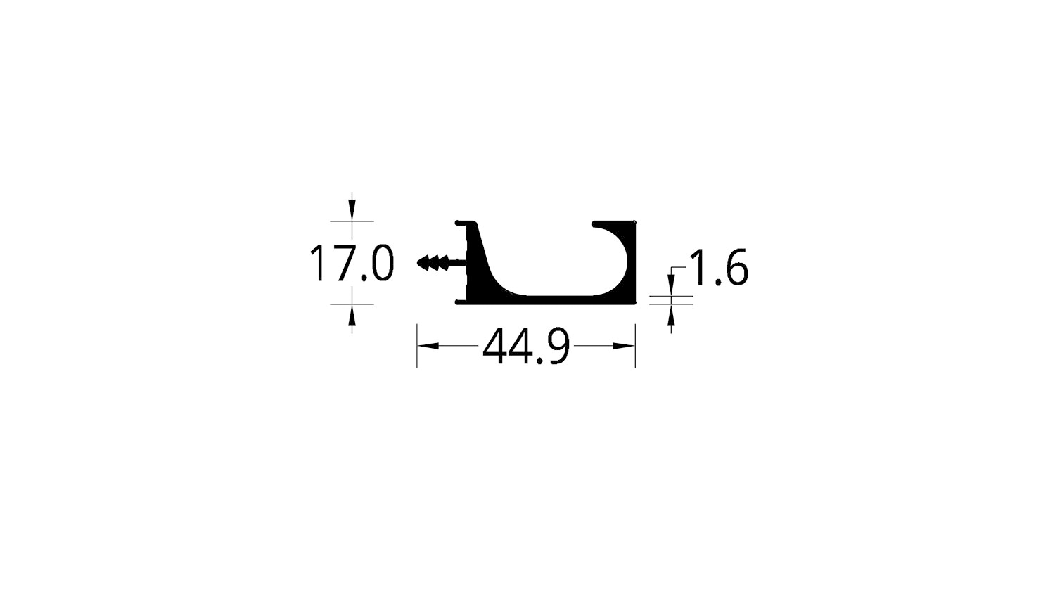 MANIJA PARA MUEBLE DE COCINA (44.9 X 17) mm.