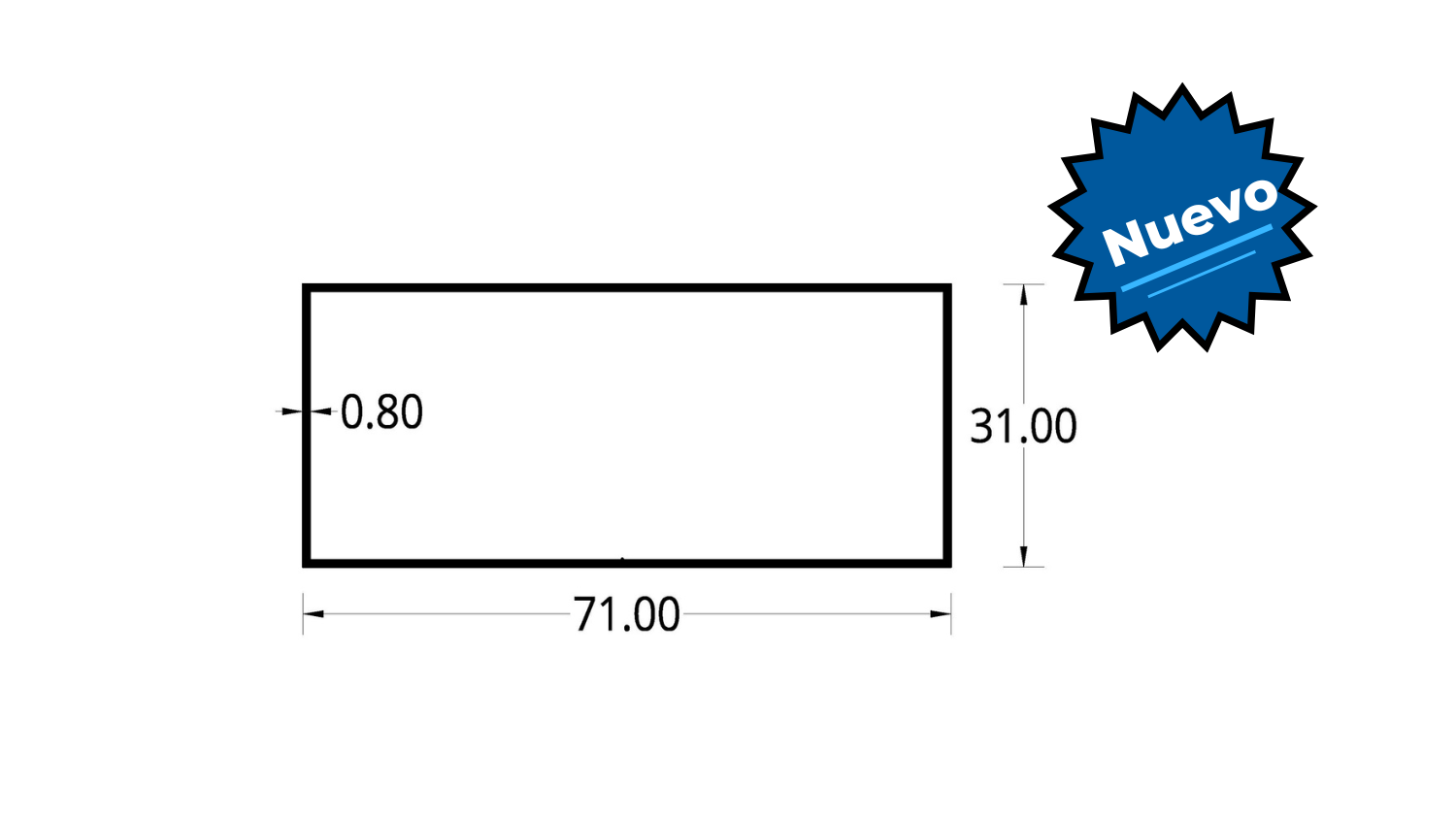 CODAL BOQUILLERA (2.79 X 1.22)” (71.00 X 31.00)mm ESPESOR 0.80 mm.